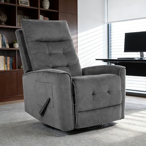 Sillón Recliner Giratorio Plegable Gris Oscuro miniatura 6