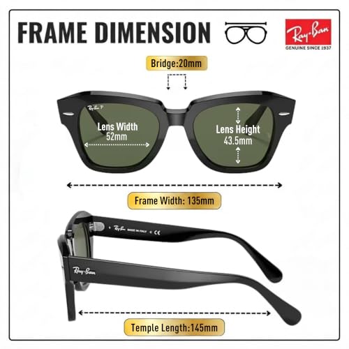 Image of Ray-Ban RB2186 STATE STREET Square Sunglasses with Official Eyewear Kit