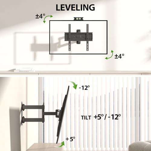 USX MOUNT Full Motion TV Wall Mount for Most 26-60 inch TVs up to 80 Lbs, Wall Mount TV Bracket with Articulating Swivel Tilting, Single Stud TV Mount, Max VESA 400x400mm, XMM904 by USX MOUNT - Image 7