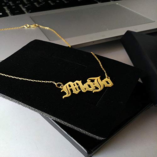 925 Sterling Silver Personalized Name Necklace with Old English Style Custom Made with Any Names2