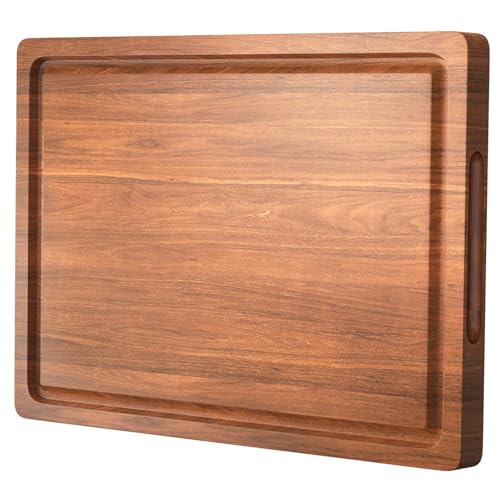 Acacia Wood Cutting Board for Kitchen,24x18x1.2 Inch Wooden Charcuterie Board with Deep Juice Groove...