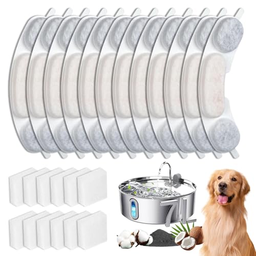 16 Sets Pet Dog Replacement Filters Compatible with Smartoo 7l/236oz/1.8G Dog Water Fountain Water Fountain Filters for Stainless Steel Dog Water Fountain
