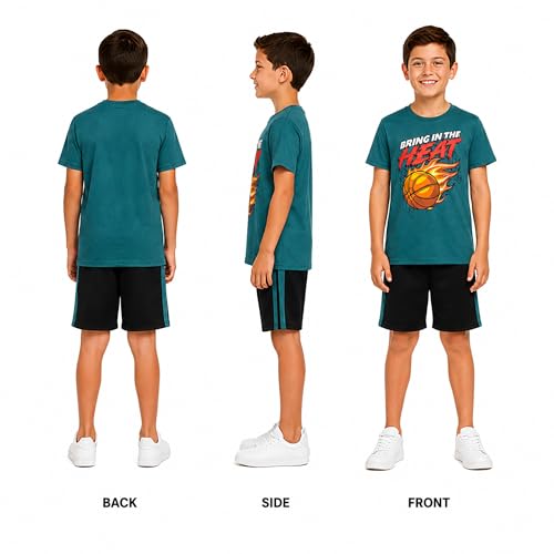 Image of Pro Athlete Active Boys Short Sets - 2 Piece Performance Crewneck Short Sleeve T-Shirt and Shorts Boys Athletic Sets (8-16)