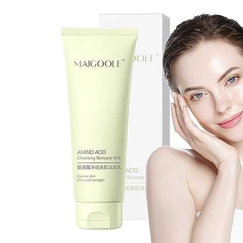 Limpiador facial de aminoácidos - Leche Limpiadora Facial Espumosa,Jabón facial suave para mujeres de 100 g, leche limpiadora calmante clara y calmante para pieles grasas y sensibles, no se Kagrote