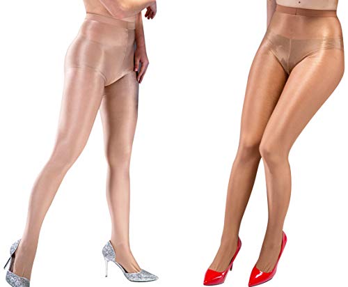 Kffyeye 70D Women's Control Top Thickness Plus Size Stockings Pantyhose, Ultra Shimmery Stretch