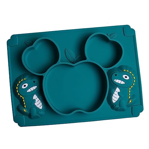 Milisten 1 Pieza Placa de silicona no dividido pequeño para platos de plato de la cena del compartimento placa de entrenamiento para bebés gel de sílice Green