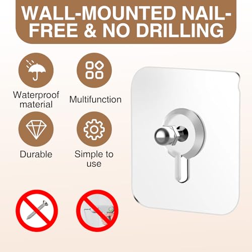 Image of 50Pcs No Nail Adhesive Picture Hangers, Free Stickers No Drill Hooks 22 lbs Load Max for Hanging Pictures Walls
