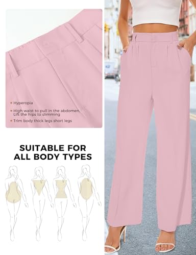 Women Straight Wide Leg Dress Pants for Women High Waist Office Business Casual Trousers Pants with Pockets 20244