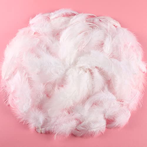 Soarer 300pcs White Feathers for Crafts - 3-5inch Feathers Bulk for Wedding Home Party, Dream Catcher Supplies and DIY Crafts(White)
