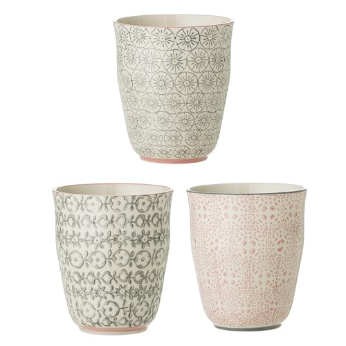 Bloomingville Becher Cécile, rosa grau, Keramik, 3er Set, 8,5cm