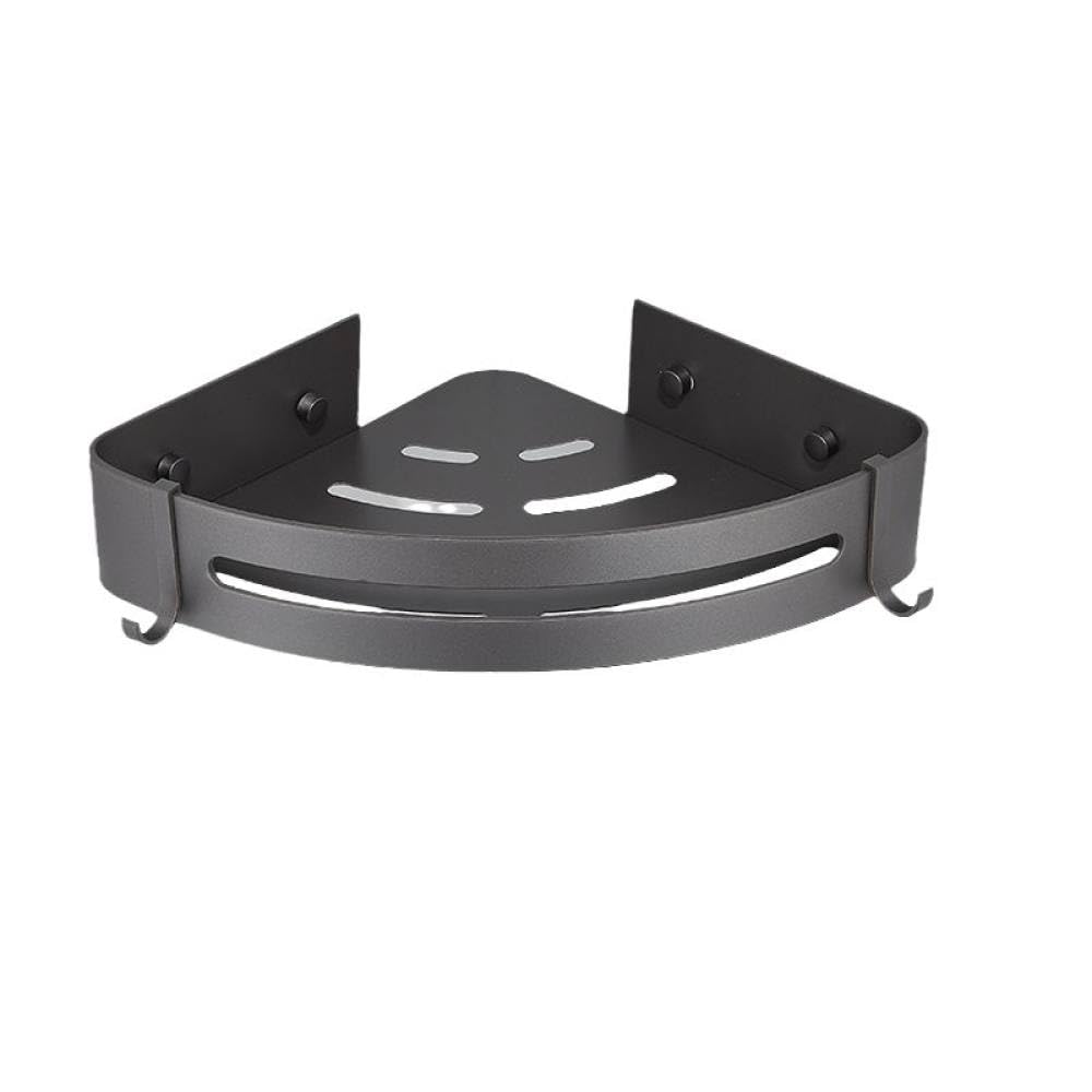 Toallero de pared gris y estante de baño de aluminio con colgador de bata