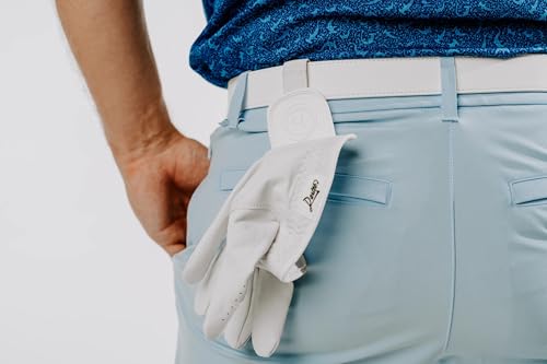 Image of Dartee Men's Golf Belt - Leather Ratchet Belt with Ball Marker, One-Size Adjustable Fit, Course and Casual Wear