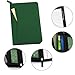Lcjtop Junior Business Padfolio - A5 PU Leather Portfolio Binder & Zippered Binder Folder with 5 x 8 Writing Pad and Interior Storage Pocket Executive Business Organizer for Women,Dark Green