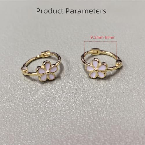 Dtja Dainty Daisy Flower Hoop Earrings Sterling Silver Tiny Small Cartilage Hoops For Women Girls 14K Gold Plated Hypoallergenic Cute White Cherry Blossom 18G Piercing Huggie Jewelry Gifts Inner 9.5Mm  thumb #5