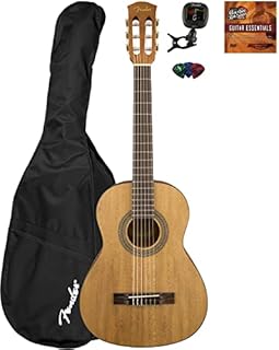Fender FA-15N 3/4-Size Kids Classical Guitar - Natural Learn-to-Play Bundle with Gig Bag, Tuner, Fender Play Online Lessons, and Austin Bazaar Instructional DVD