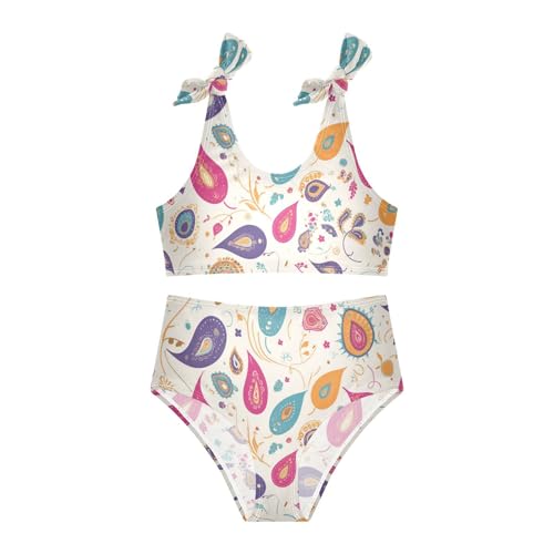 KLL Colorful Paisley Pattern Girls' 2 Piece Bikini Sets Quick-Dry Swimming Swimsuit Bathing Suit3