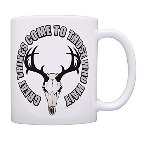 Hunting Mug Great Things Come to Those Who Wait Deer Hunting Mugs for Men Bow Hunting Gifts for Women Hunting Gift Ideas Hunting Coffee Cup Hunter Mug Gift Coffee Mug Tea Cup White