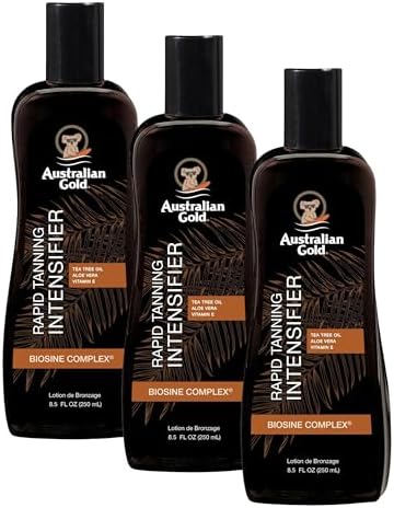 Australian Gold Rapid Tanning Intensifier Lotion, 8.5 Fl Oz | With Tea Tree Oil and Aloe Vera | Vitamin E (Pack of 3)