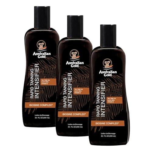 Australian Gold Rapid Tanning Intensifier Lotion, 8.5 Fl Oz | With Tea Tree Oil and Aloe Vera | Vitamin E (Pack of 3)
