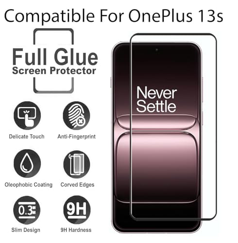 Image of Tempered Glass Screen Protector Compatible For OnePlus 13s Black Cellphone With Edge-To-Edge Protector Coverage And Easy Installation Kit