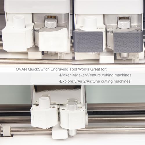 Image of Engraving Tip + Scoring Tip + Fine Debossing Tip + QuickSwitch Housing for Cricut Maker 3 /Maker /Venture /Explore 3 /Air 2 /Air, OVAN 3-in-1 Tool Set for Cricut Engrave /Score /Deboss Designs on Materials
