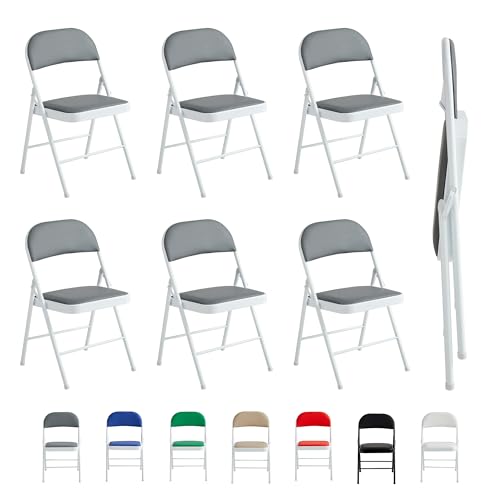 mcc direct Lot de 6 chaises pliantes, chaises pliables en similicuir avec cadre en métal et siège rembourré, faciles à plier et à ranger pour la maison, le bureau, la salle à manger et la réception