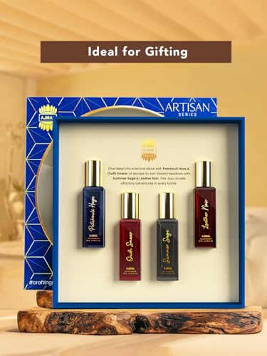 Image of Ajmal Artisan Perfume Gift Set for Men & Women | 4x20ml Unisex Eau De Parfum Miniatures | Perfume for Men and Women with Floral, Citrus & Woody Fragrance | Versatile Office /Work Unisex Cologne