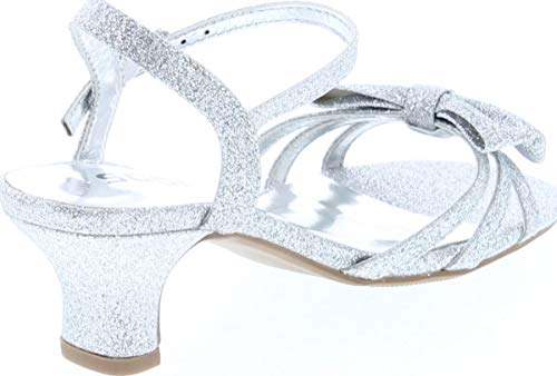 Soda GIRLYIISILVERGLT-12 Girls Girly-Ii Children'S Open Toe Bow Slingback Small Block Heel Dress Sandals,Silver Glt,12 thumb #4