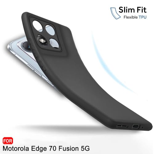 Image of TheGiftKart Sleek Back Cover Case for Motorola Moto Edge 70 Fusion 5G | Slim Fit Protective Design | Ultra Matte Finish | Camera Protection Bump | Soft Back Cover Case (Silicone, Black)