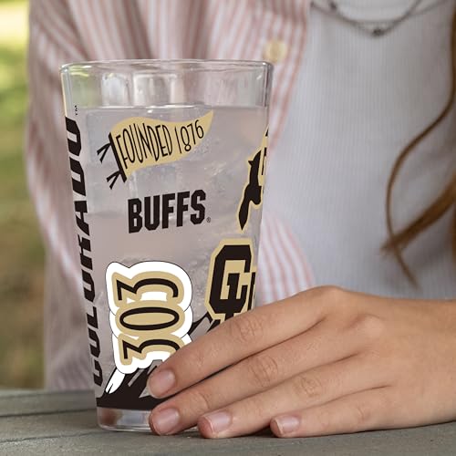 Image of Logo Brands NCAA 16 oz Pint Glass - Durable Glass With Bold Team Color- Chip-Resistant Rim Drinkware For Fans, Tailgates, Home Bars & Everyday Use