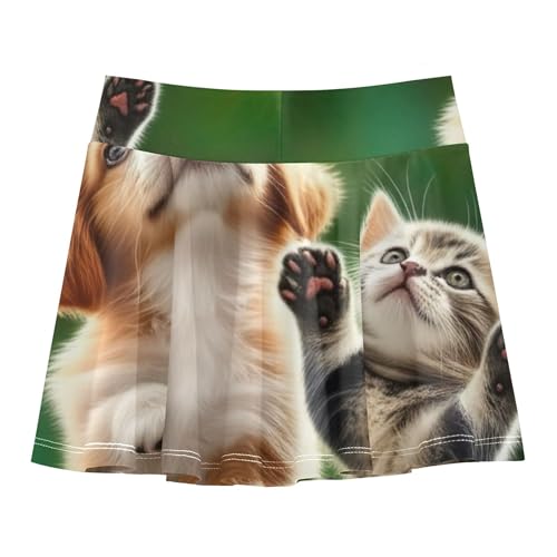 Joisal Cute Playful Puppy Kitten Girls' Shorts Athletic Skorts Toddler Tennis Skirts Summer Flowy Skirt 3t2