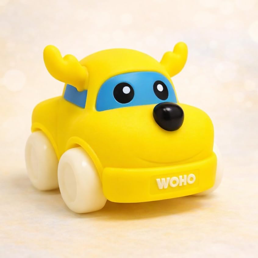 Image of Soft, Safe & Scented Reindeer for Toddlers 1-3-Yellow, BPA-Free, Chewsafe Vehicle, Sensory, Motor Skill Development, Food Grade Toy, Baby Car Toys 6-12 Months+, One-Piece Design Infant Toys