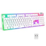 KOLMAX K10 Wireless Gaming Keyboard,Rechargeable 2.4G Transparent Case RGB Backlit with PBT Ball...