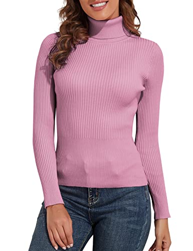Image of PrettyGuide Women's Ribbed Turtleneck Long Sleeve Sweater Tops