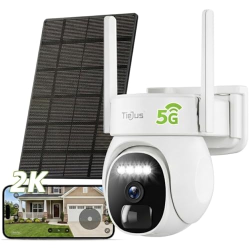 TIEJUS 2.4G/5G Solar Security Cameras Wireless Outdoor, 2K Camera...