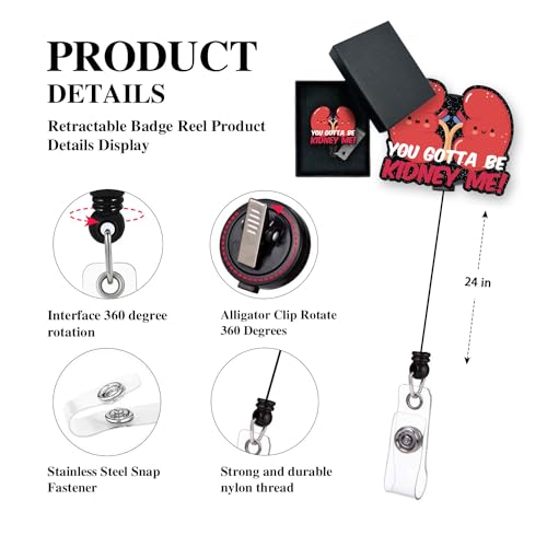 Image of You Gotta Be Kidney Me Funny Renal Nurse Retractable Badge Reel with Alligator Clip, Gifts for Nephrologist Doctors Nurses Care Urologist, Urology Dialysis, Medical Professional