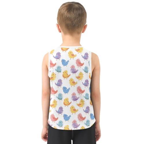 Boys Tank Top Shirts Chick Colorful Bird Sleeveless T-Shirts Crew Neck for Kids Clothing Children3