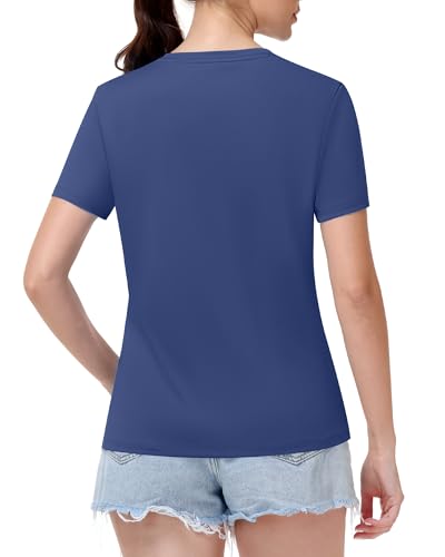 Image of Runhit Womens Workout Tops Short Sleeve UPF 50+ Athletic Sun Shirts Quick Dry V Neck T-Shirt Moisture Wicking Gym Hiking Tee