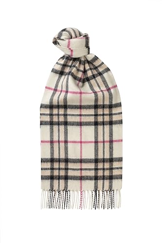 100% Cashmere Classic Tartan Brushed Cream - Made In Scotland