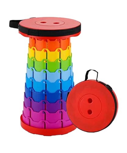 BTtime 折りたたみ椅子 伸縮式 アウトドアチェア 折り畳み式 キャンプ椅子 キャンプスツール 軽量 防水 持ち手付き 持ち運び便利 1秒開閉可能 耐荷重200KG 釣り/観戦/花火大会/屋内/屋外用（赤トップ・カラーコア）