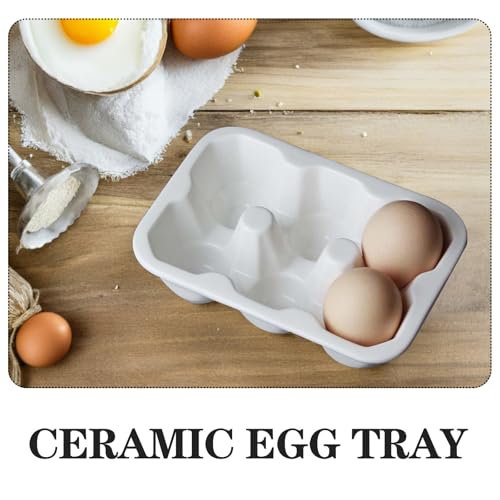 Bandeja de Huevos de Cerámica para Nevera con 6 Compartimentos de Color Claro 3
