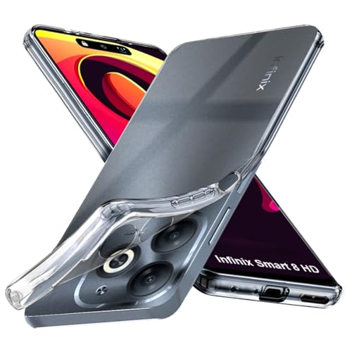 Image of Fashionury Shockproof Crystal Clear Back Cover Case for Infinix Smart 8 HD | Raised Bumps for Camera & Screen Protection | Transparent Back Cover Case for Infinix Smart 8 HD
