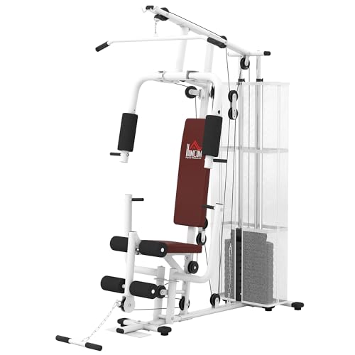 HOMCOM Stazione Fitness con Pull Down, Chest Press, Flessioni, Allungamenti