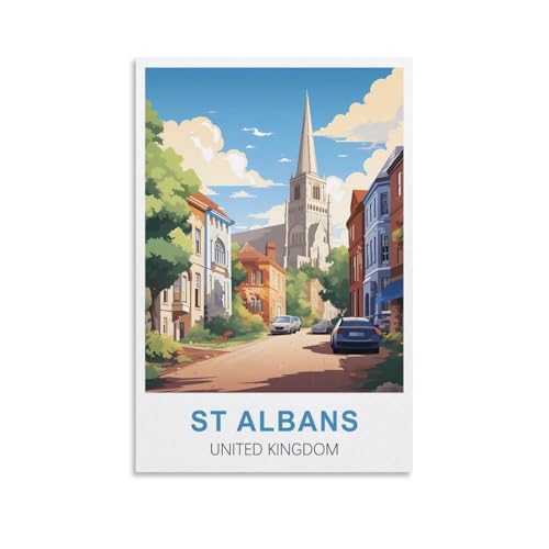 NPRZM Blechschilder Retro St Albans Vereinigtes Königreich, personalisierbar, Vintage-Stil, Retro-Blechschild, individuelles Schild für Wand, außen, innen, Straße, Büro, 20 x 30 cm