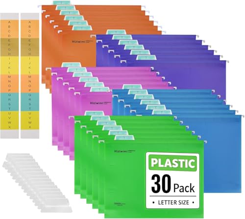 Hanging File Folders, 30PC PP Letter Size Hanging File Folders with Tabs for Filing Cabinet, Medical Charts, Office School Desktop Bulk File,Documents and Paper Storage (Assorted C image 4