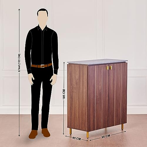 Image of Home Centre Roger 15 Pairs Shoe Cabinet - Brown