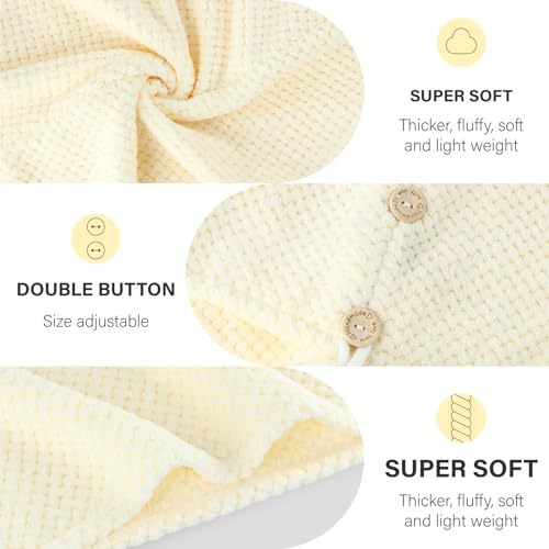 MaopaoBeauty Super Absorbent Hair Towel Wrap for All Hair Long&Thick Hairs Turban Head Wrap with Pineapple Plaid Design Hair Towel Wrap for Women(Beige&Light Pink)