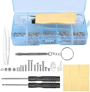 Eyeglass Repair Tools Kit, 500 PCS Glasses Repair Tool Set Include Micro Screwdriver Mini Screws Nut Nose Pads Ear Hooks Glasses Cloth and Tweezers for Eyeglass Sunglasses Spectacles Watch