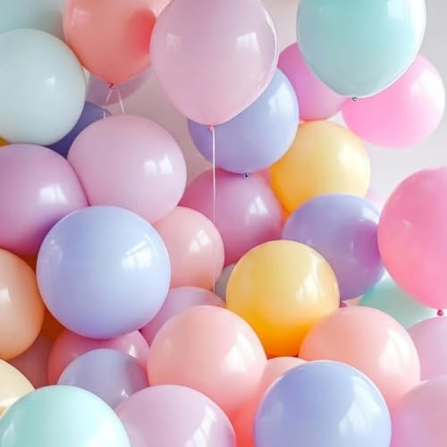 Image of 100 Pack 18 inch Pastel Balloons 10 Kinds Colors Colorful Party Balloon Bulk for Various Party Events Decorations