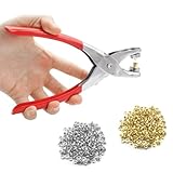 Grommet Tool Kit, 1/4 Inch Eyelet Hole Punch Plier with 400 Metal Eyelets in Gold and Silver, Metal...